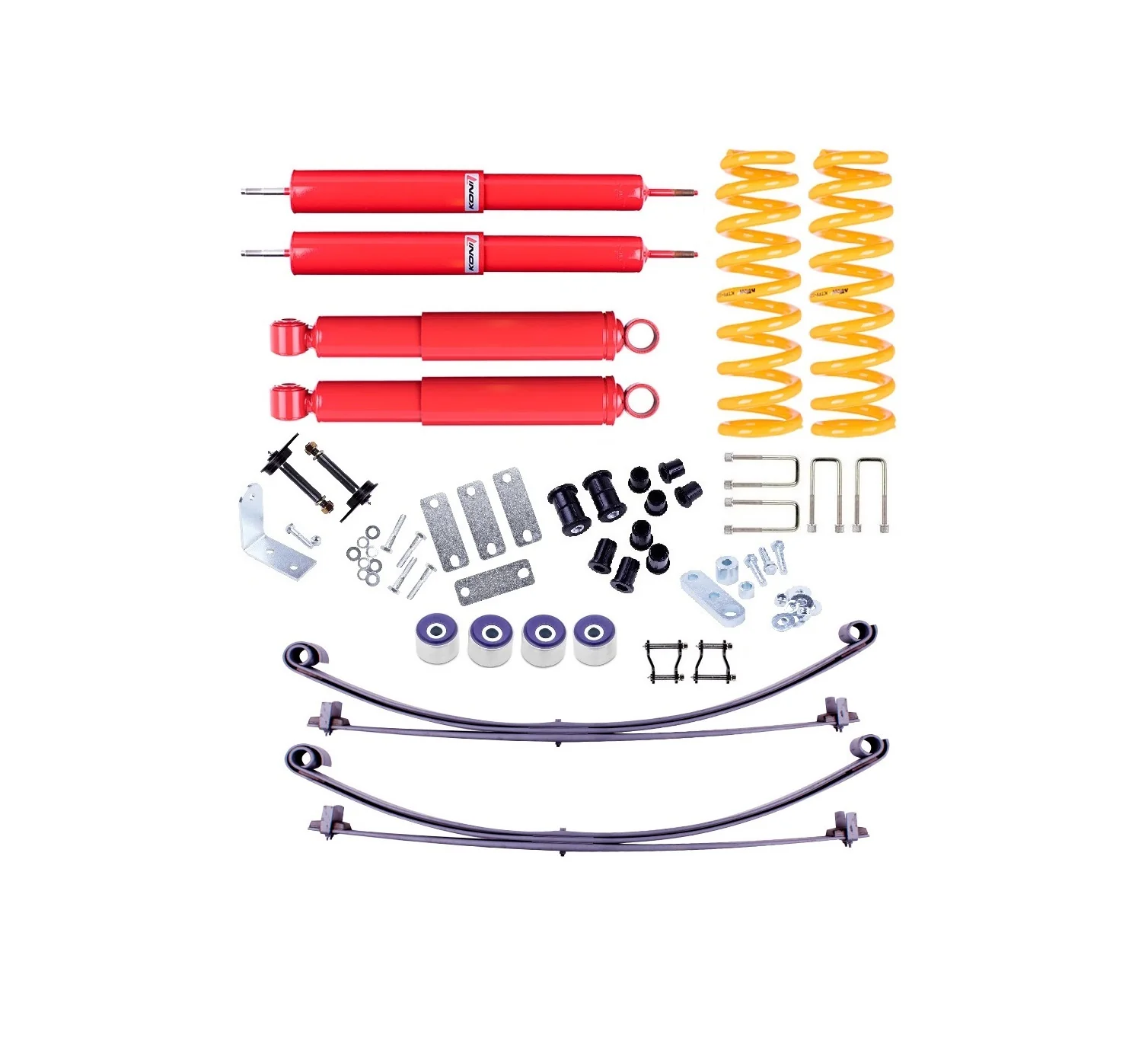 Toyota LandCruiser (1999-2006) 78 Series Troopy Koni Comfort Kit with Raid Shocks and Parabolic Leaf Springs - LC 79 Series S/Cab Ute