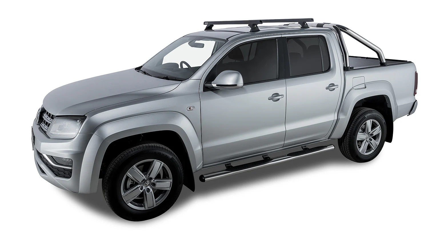Volkswagen Amarok (2011-2022) 2H 4dr Ute Dual Cab Heavy Duty RCH Black 2 Bar Roof Rack JA9478 Rhino Rack