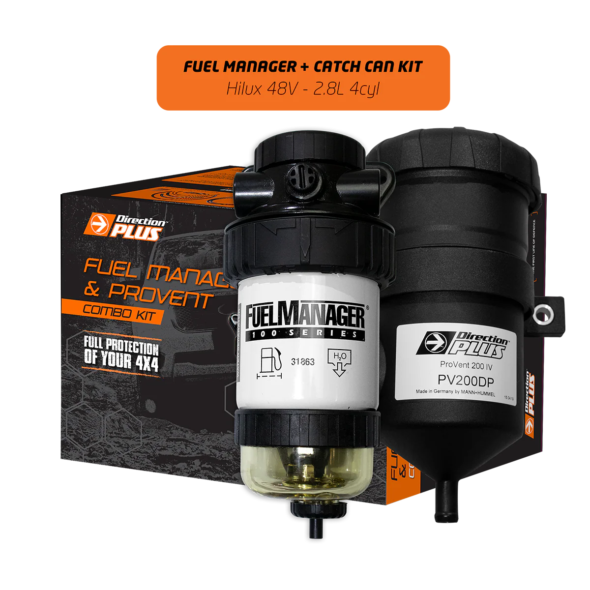 TOYOTA HILUX (2024-2025)  GUN  2.8 48V TURBO DIESEL Fuel Manager Pre-Filter + Catch Can Kit HILUX N80 Hybrid 48V (FMPV684DPC)